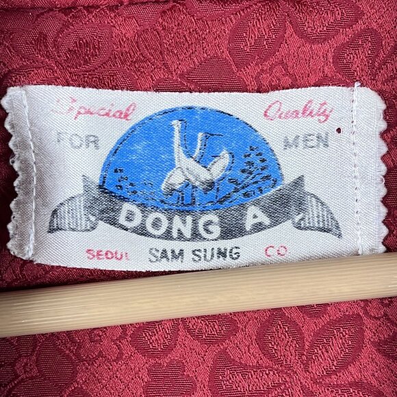 Vintage A Dong Mens Floral Luxurious Red Robe One Size Tie Bath Lounge - Picture 3 of 6